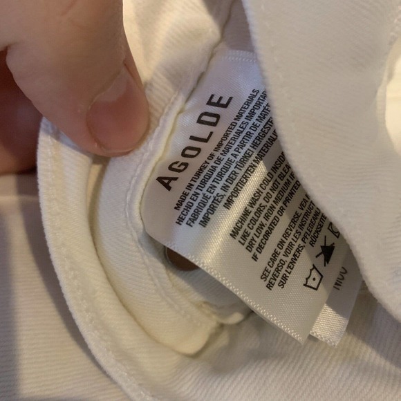 Agolde Women’s Nico High Rise Jeans White Denim Button Fly Size 26x26 - Picture 6 of 11